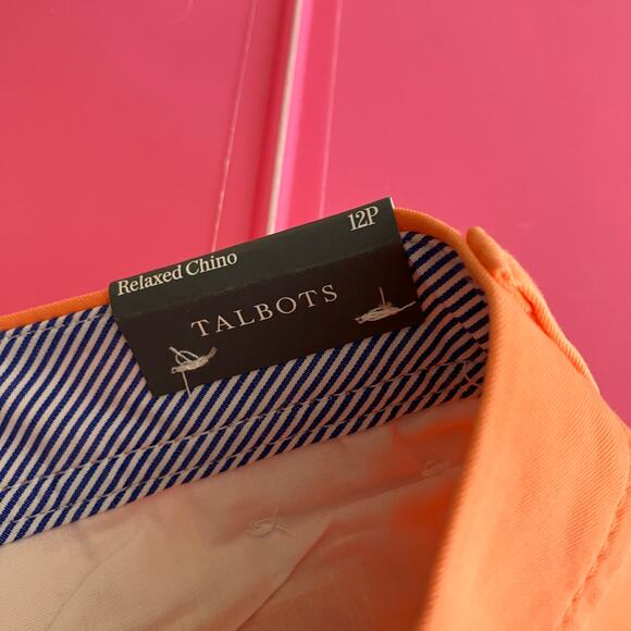 Talbots | Orange Relaxed Chino Relaxed Leg Ankle Length Pants Womens 12 Petite - Picture 5 of 9